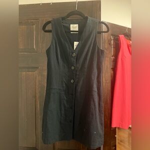 Abercrombie & Fitch Black Button-Front Midi Dress (NEW)